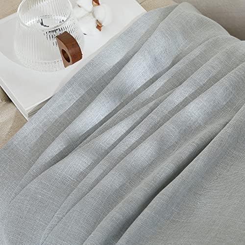 NICETOWN Light Gray Linen Sheer Curtains 108 inches Long, Rod Pocket &