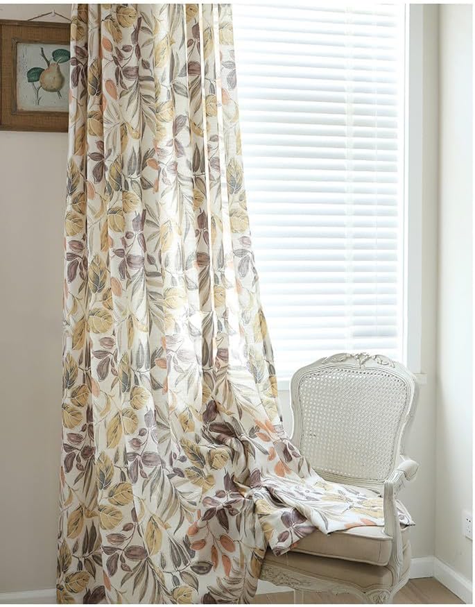 Beige Cream Linen Curtains 96 inches Long for Living Room 1 Panel Set