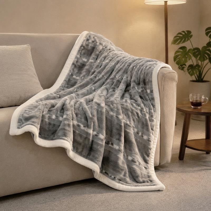 INFLAG Fluffy Throw Blanket Warm Lightweight (60"x80",Gray)