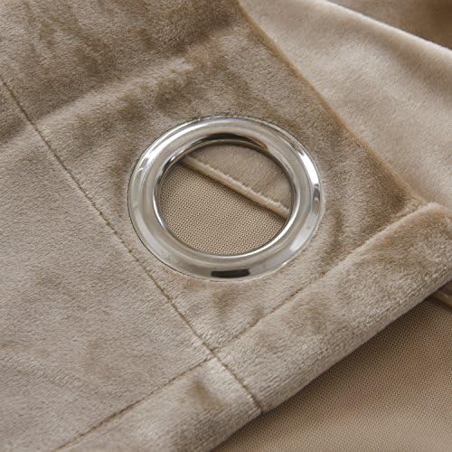Cherry Home Super Soft Luxury Velvet Curtains Set of 2 Sand Color Room