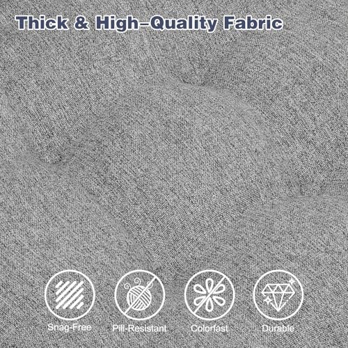 baibu Dining Chair Cushions, 2 Pack, 16.5 x 16.5 x 3.5 in, Light Grey