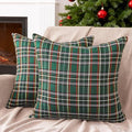 Green Christmas Tartan Plaid Decor Throw Pillow Covers 18x18 Set of 2