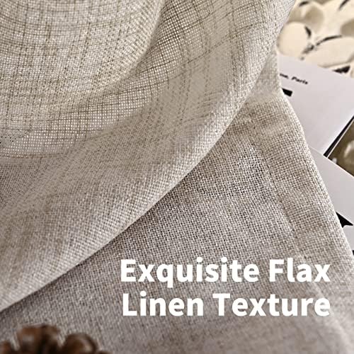 YoungsTex Natural Linen Curtains 63 Inch Length 2 Panel Linen Textured