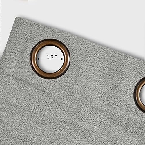 TWOPAGES Liz Linen Grommet Room Darkening Curtains,Rock Grey,52Wx63L