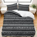 California King Duvet Cover Set Bohemian Geometric Stripes Soft
