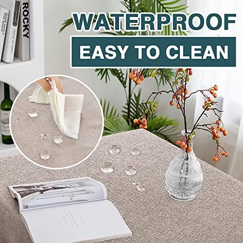 FantasDecor Linen Textured Table Cloths Round Tablecloth Waterproof