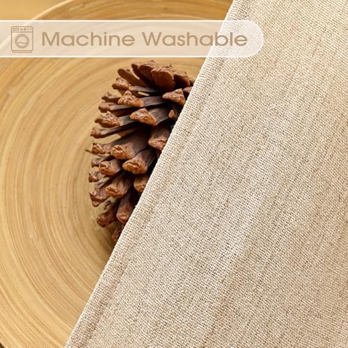 Warm Beige Sheer Linen Curtains for Living Room Bedroom 96 Inches Long