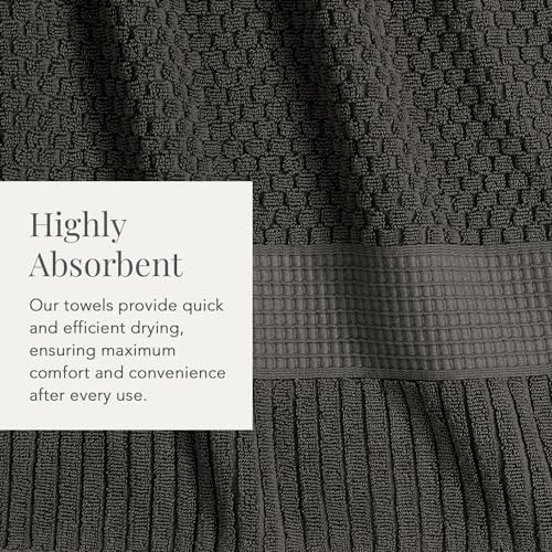 NY Loft 100% Cotton 6-Piece Bath Towel Set | Dark Grey | Quick-Dry