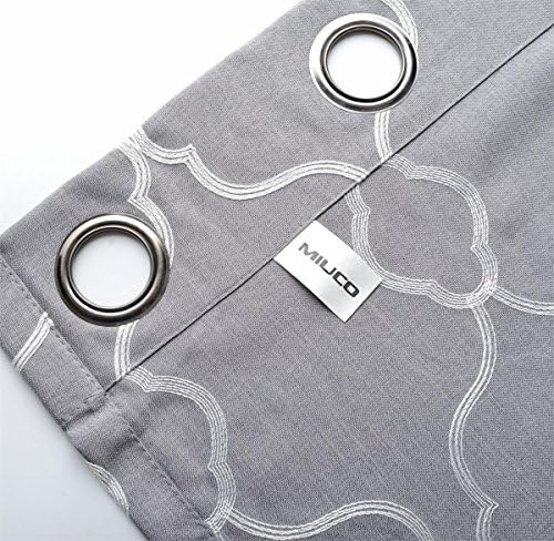 MIUCO Moroccan Embroidery Semi Sheer Curtains Faux Linen Grommet