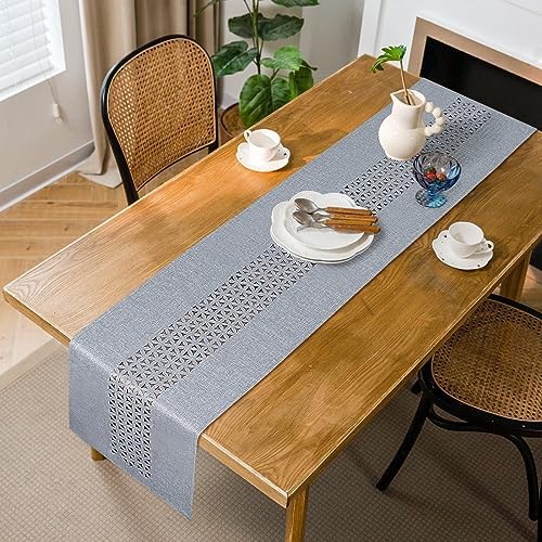 Grey Geometric Hollow Table Runner 14x72 Rustic Table Runners Home