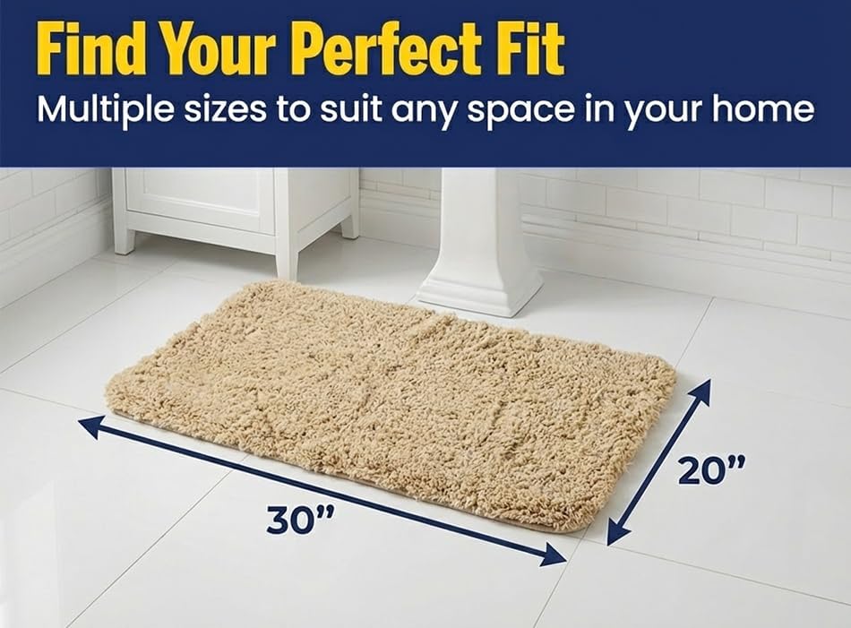 Muddy Mat® Fluffy Bathroom Rug, Soft Absorbent Microfiber Bath Mat