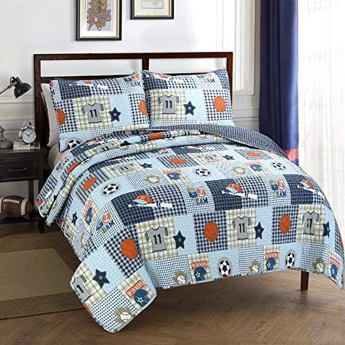 Cozy Line Home Fashions Blue Sports Baseball Basketball Soccer Ball