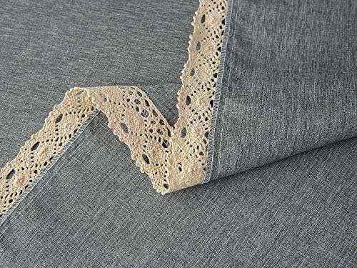 EHouseHome Faux Linen Tablecloth with Lace Trim - Waterproof/Spill