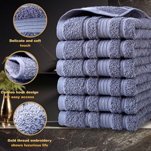 Hand Towels 6 Pack, Cotton Face Towels Soft, Absorbent and Quick Dry