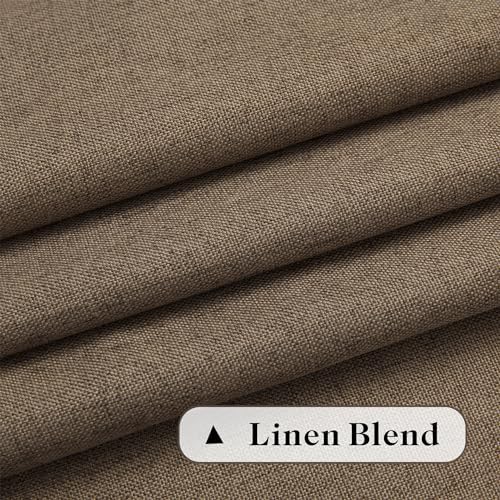 DONREN Linen Blend Back Tab Curtains Semi Sheer 50 x 120 Inch Brown