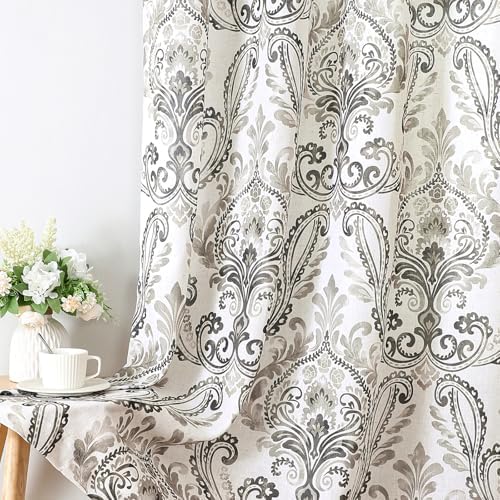 H.VERSAILTEX Linen Curtains for Bedroom Floral Curtains Grommet Rustic