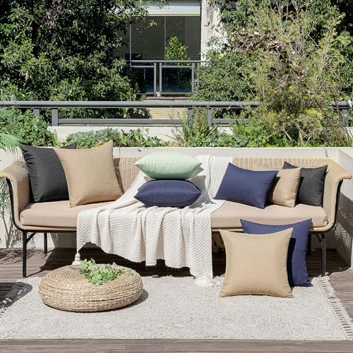 MIULEE Decorative Outdoor Pillow Covers Waterproof 18x18 Light Tan