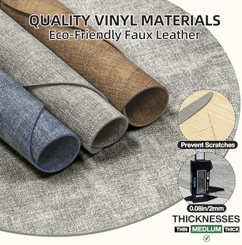 Placemats Set of 6, 15 Inch Round Faux Leather Place Mats