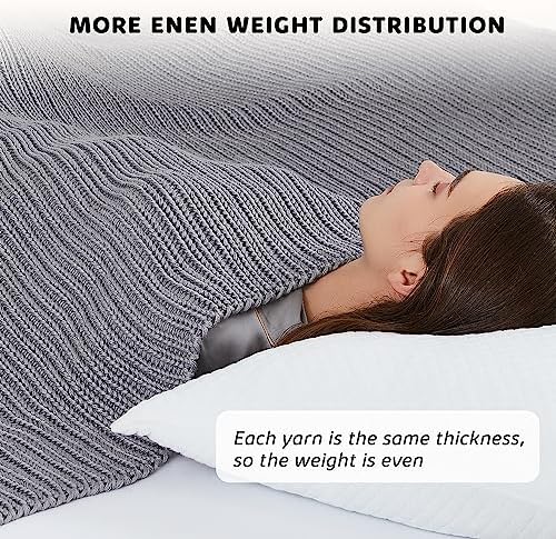 L'AGRATY Knitted Weighted Blanket 60"x80" 15lbs for Adults Cooling