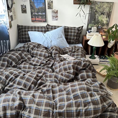 mixinni Vintage Buffalo Plaid Duvet Cover Set California King, 3 Piece
