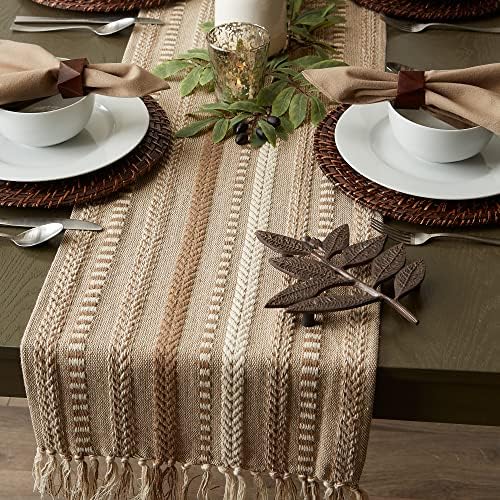 DII Farmhouse Braided Stripe Table Runner Collection, 15x72