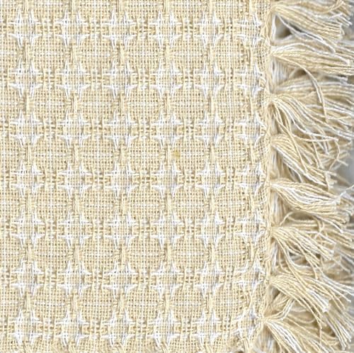 Set of 4 Placemats, Natural/Ivory Woven Fringed,100% Cotton, Size