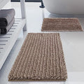 Luxury Polyester Taupe Bathroom Rugs Sets 2 Piece, Thickened Hot Melt