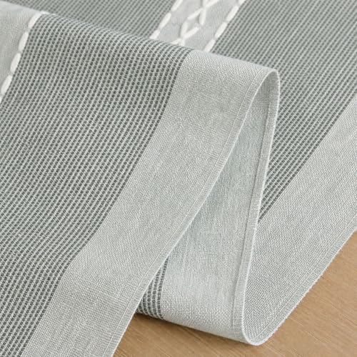 Artoid Mode Grey Braided Striped Rustic Chenille Table Runner