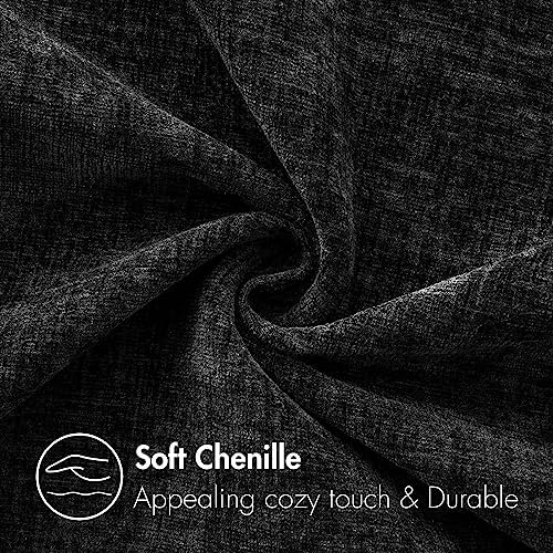 MIULEE Soft Chenille Throw Pillow Covers Black 18x18 Inch Pack of 2