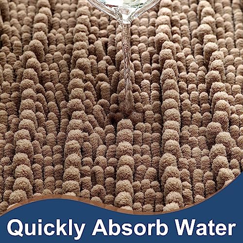 Luxury Polyester Taupe Bathroom Rugs Sets 2 Piece, Thickened Hot Melt