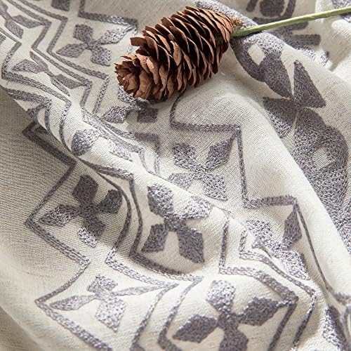 Boho Curtains 63 Inch Length 2 Panels Set Natural Linen Textured