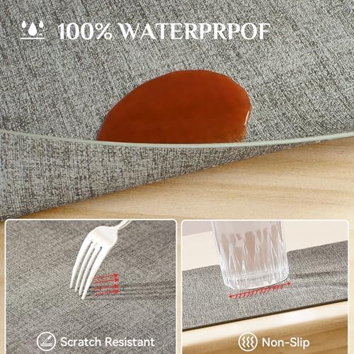 Softalker Vinyl Placemats Set of 6 - Faux Leather Heat Resistant Place