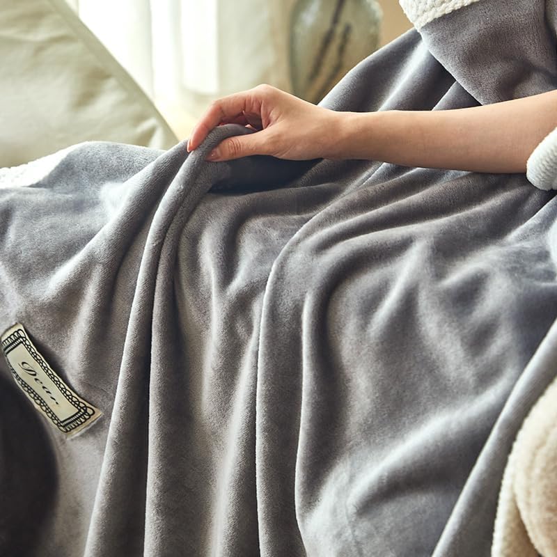 Fleece Bed Blanket Throw, Double-Sided Brushed Flannel, Lightweight
