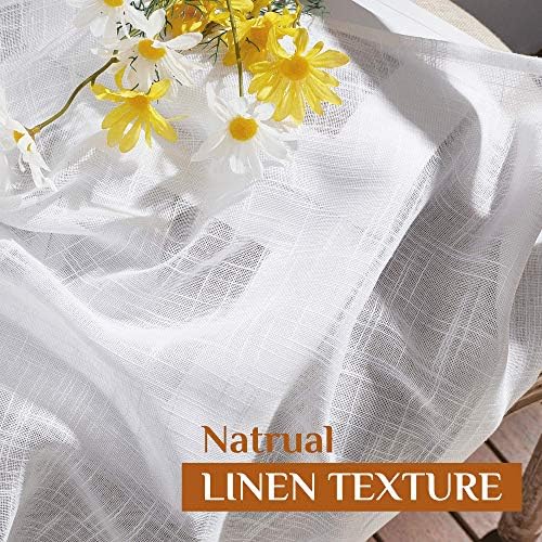 NICETOWN Linen Sheer Curtains for Windows 63" Long, Rod Pockets & Back