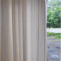 Natural Linen Back Tab Curtains 84 Inch Length for Living Room 1 Panel