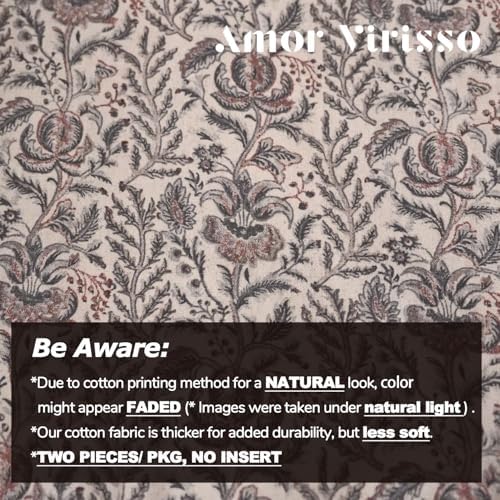 Amor Virisso Floral Pillow Covers 18x18 Set of 2 Vintage Block Print