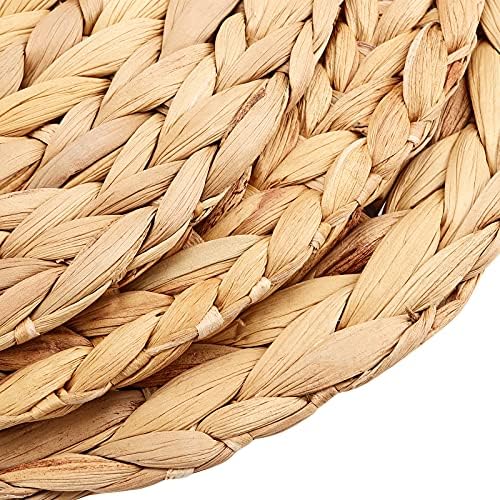 8 Pack 11.8 Inch Round Woven Placemats, Water Hyacinth Woven Rattan