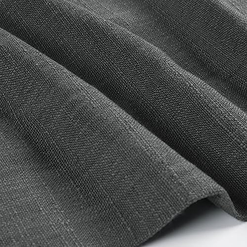 Drapifytex 84”Wx84”L Carbon Grey Living Room Linen Curtain, Pinch
