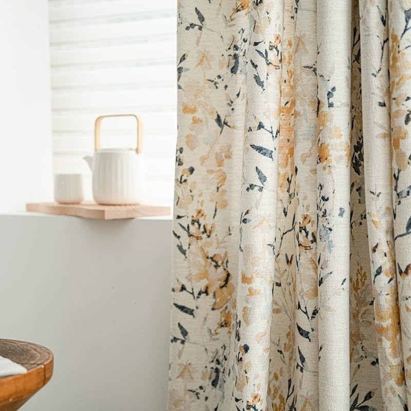 Linen Curtains 63 Inch Length 1 Panel Back Tab Boho Drape Semi