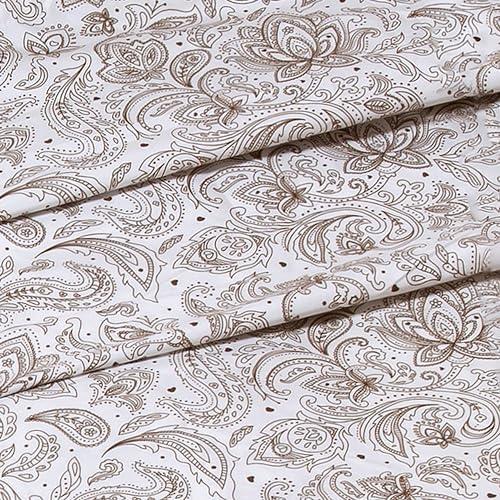 Elegant Comfort 6-Piece Sheet Set Deep Pocket, Queen, Paisley Taupe