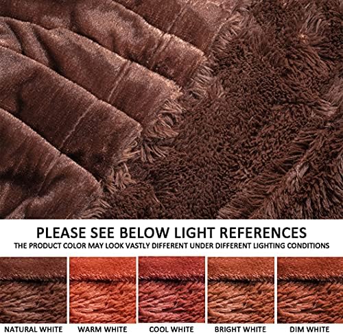 YUSOKI Long Faux Fur Twin Size Blanket, Brown, 60" x 80"