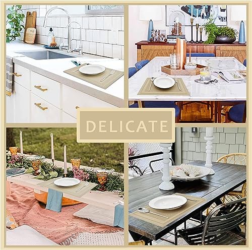 DACHUI Placemats Set of 4, Linen Look Woven, Washable Place Mats