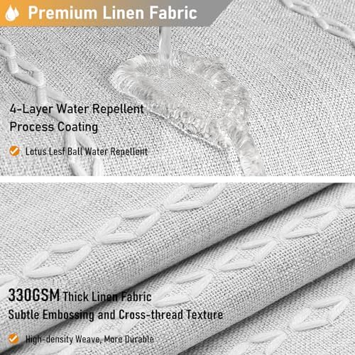 BTTN Grey Boho Farmhouse Linen Heavy Duty Shower Curtain Set, Gray
