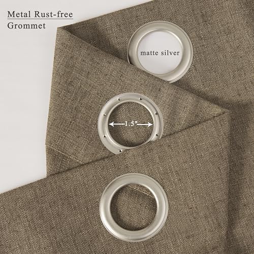 Central Park Café Brown Semi Sheer Grommet Curtain Linen Blend