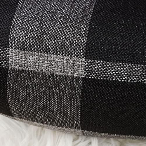 uxcell Set of 2 Plaid Throw Pillow Covers, Black Grey 22"x22"