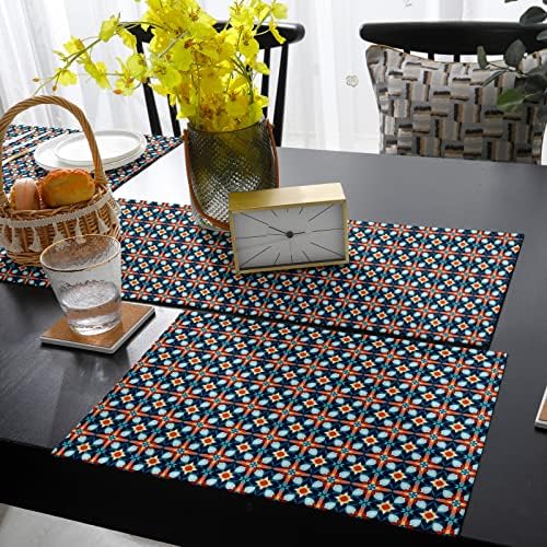 Flower Table Mats Set of 4 With Table Runner 90 Inches Long,Cotton