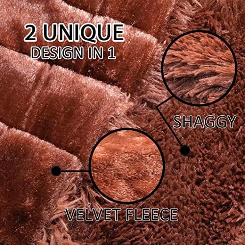 YUSOKI Long Faux Fur King Size Blanket, Brown, 90" x 104"