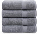 LANE LINEN Towel Set Quick Dry 100% Cotton 4 Piece Soft - Cool Grey
