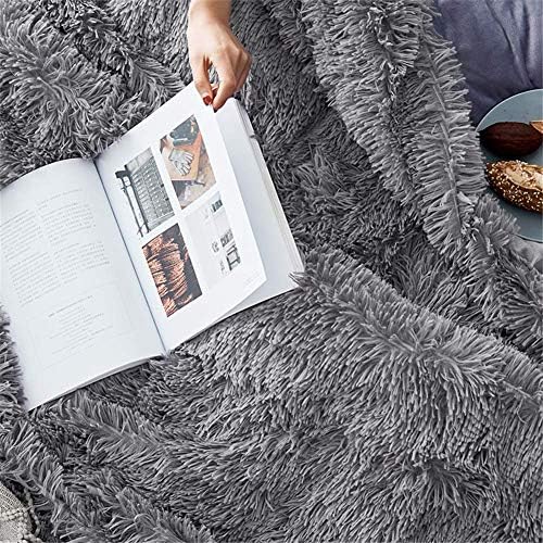 YOH Warm Shaggy Sherpa Reversible Throw Blanket, Fluffy Soft Long Hair