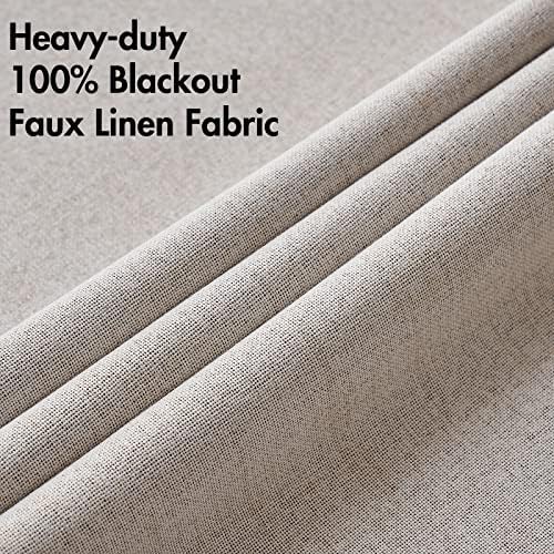 MIULEE 100% Blackout Linen Curtains for Bedroom 52x84 Inches Ivory